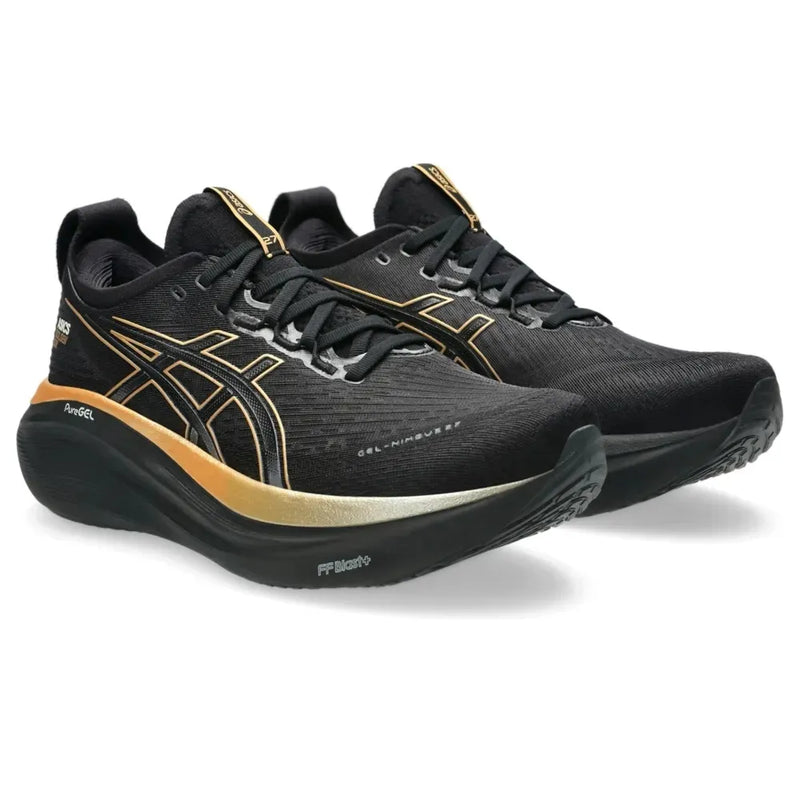 Tênis ASICS GEL-Nimbus 27 Golden Run - Preto/Dourado